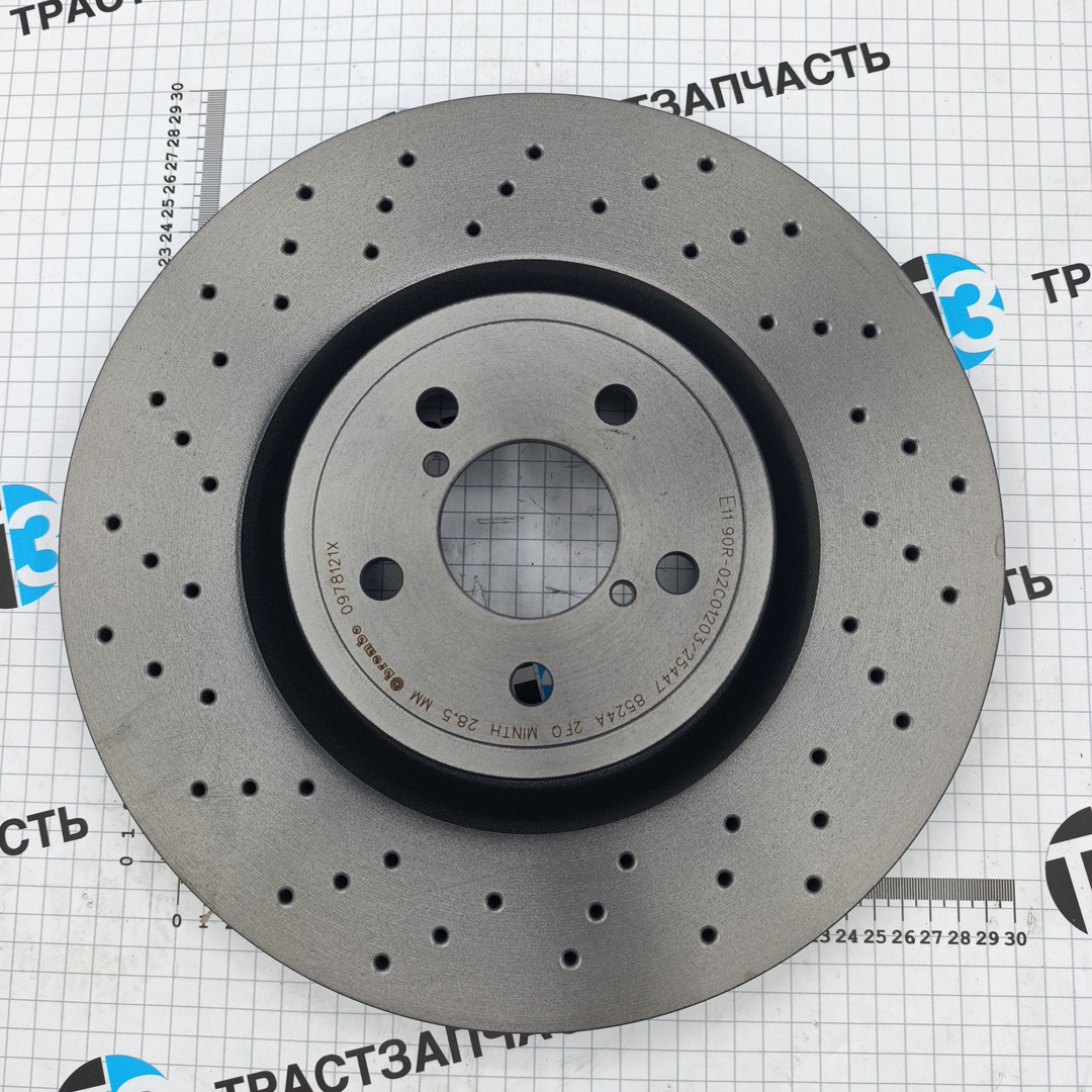 Диск тормозной передний Subaru Impreza, Legacy 2.0-2.5 (вентилируемый, перфорированный) BREMBO