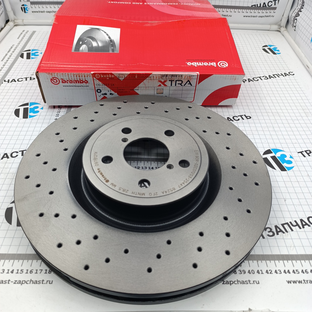Диск тормозной передний Subaru Impreza, Legacy 2.0-2.5 (вентилируемый, перфорированный) BREMBO