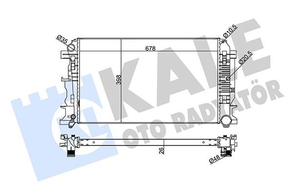 Радиатор охлаждения (ДВС) основной Volkswagen Crafter 2.0-2.5 (c 2006-2016г) KALE