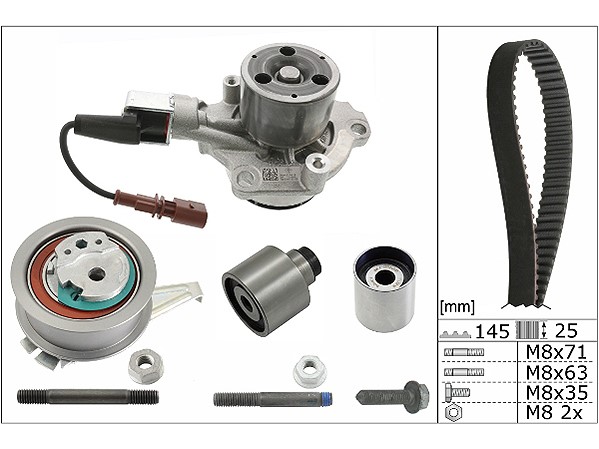 Комплект ГРМ+Помпа VW Passat/Golf VII AUDI A4 B8 B9 A5 A6 C7 Q3 2.0TDI SKODA Octavia/Superb INA EUR