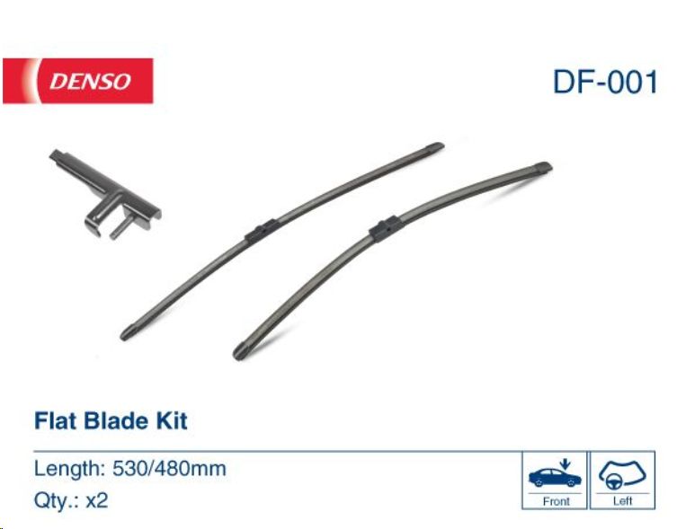 Щетки стеклоочистителя Mazda III, Volkswagen Golf IV, Polo IV (ком-т, бескаркасные, 530/480mm) DENSO