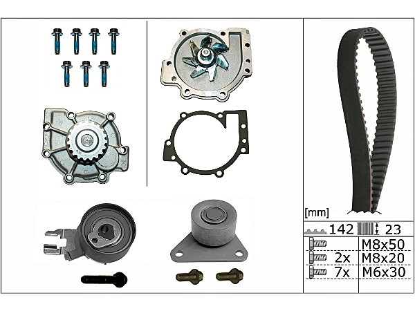Комплект ГРМ (ремень+ролики+помпа) Volvo S40,V50,S60,S80,XC90 -05> INA EUROPE