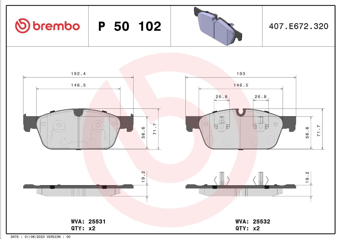 Тормозные колодки передние MB GL X166/ML W166  BREMBO EUROPE