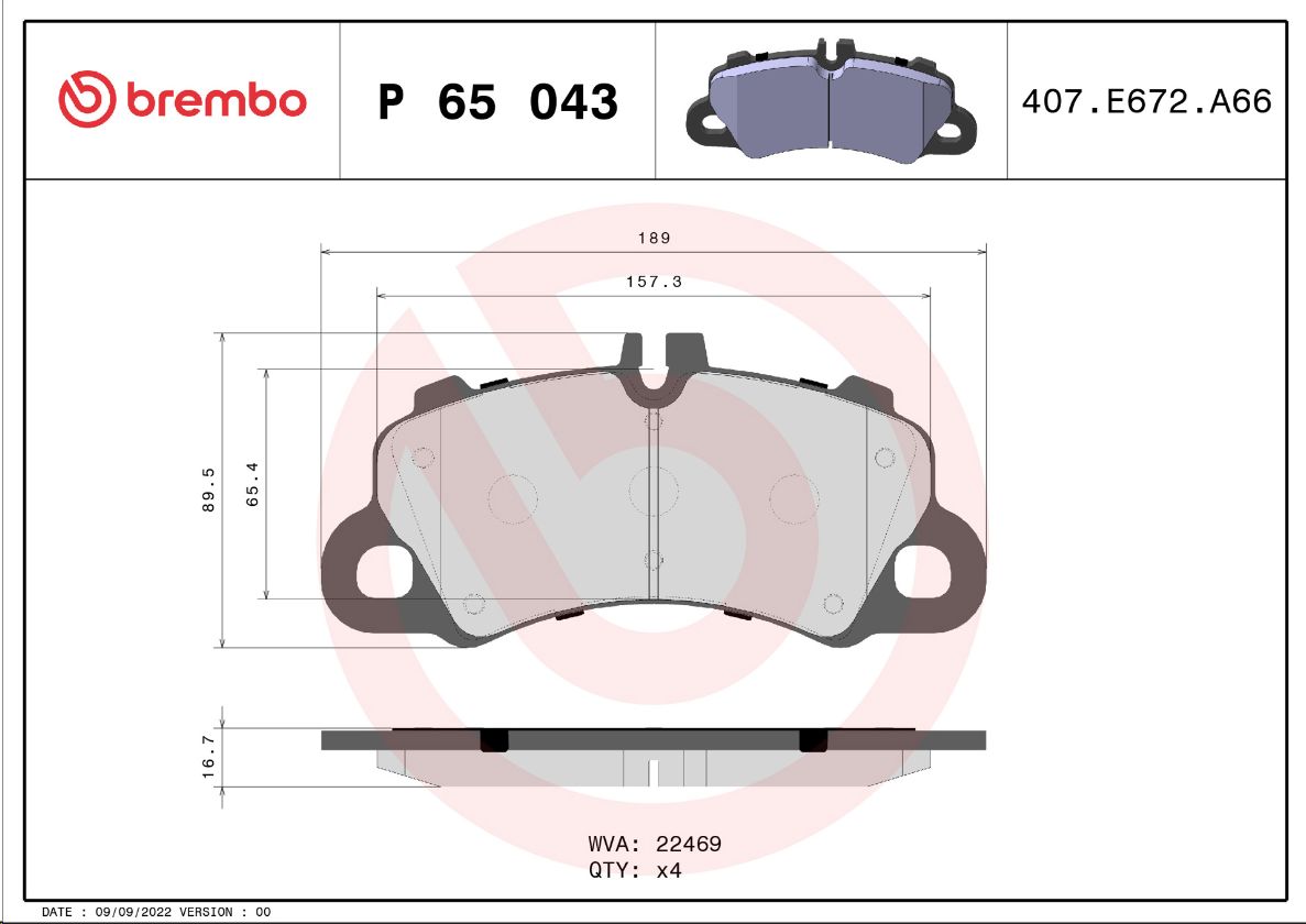 Тормозные колодки передние VAG PORSCHE MACAN 95B BREMBO EUROPE