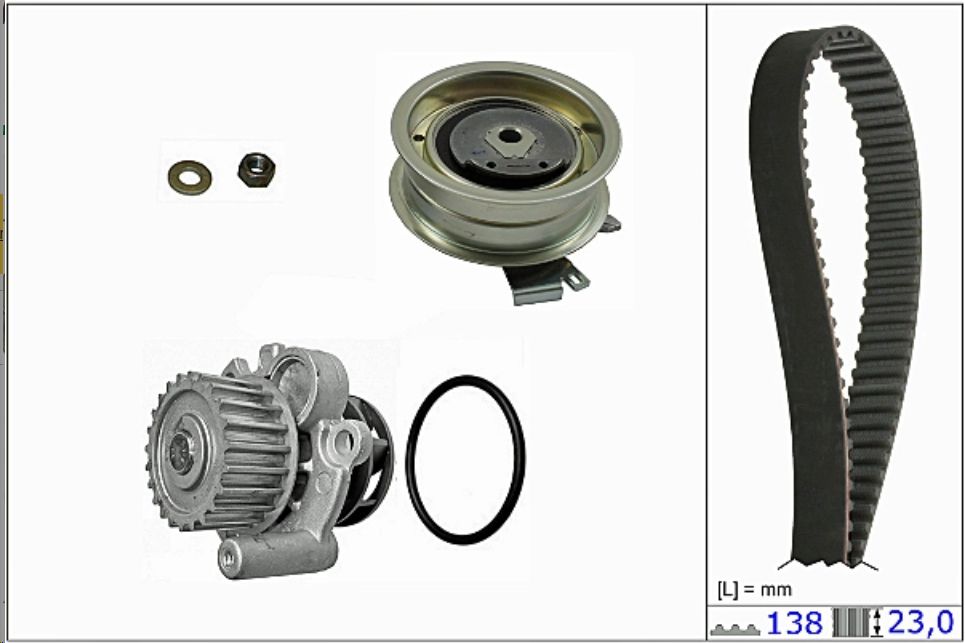 Комплект ГРМ (ремень+ролик+помпа) VW MULTIVAN T5 03-15 INA EUROPE