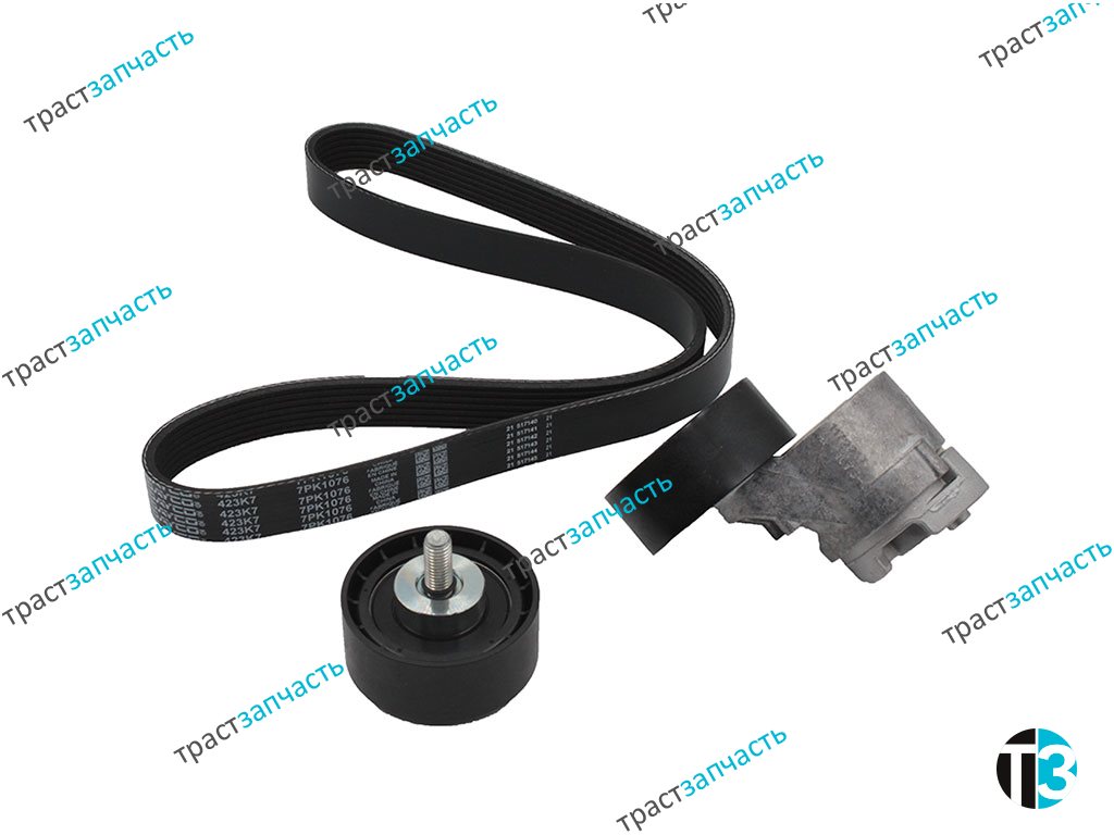 Комплект приводного ремня генератора FIAT 2.3 F1A (Ремень 7PK1076 + Ролики) c 06 - DAYCO EUROPE