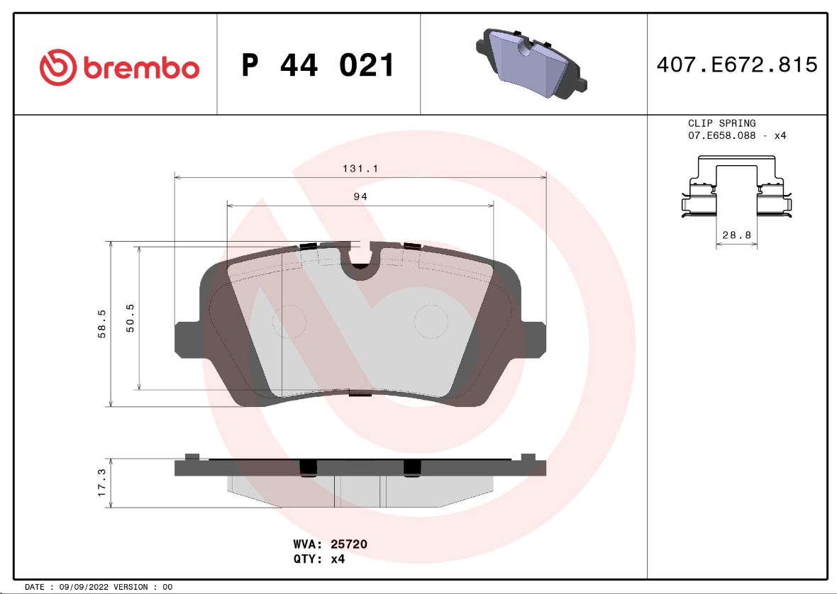 Тормозные колодки задние LAND ROVER Ranger rover IV/Ranger rover sport II (L462/405/494) BREMBO