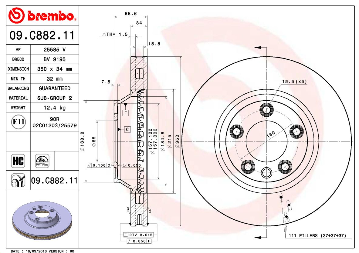 Тормозной диск перед AUDI Q7 07 VW TOUAREG 03> PORSCHE CAYENNE BREMBO EUROPE