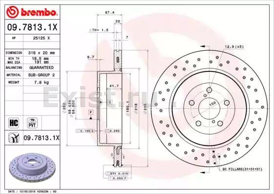 Диск тормозной задний Subaru Impreza BREMBO