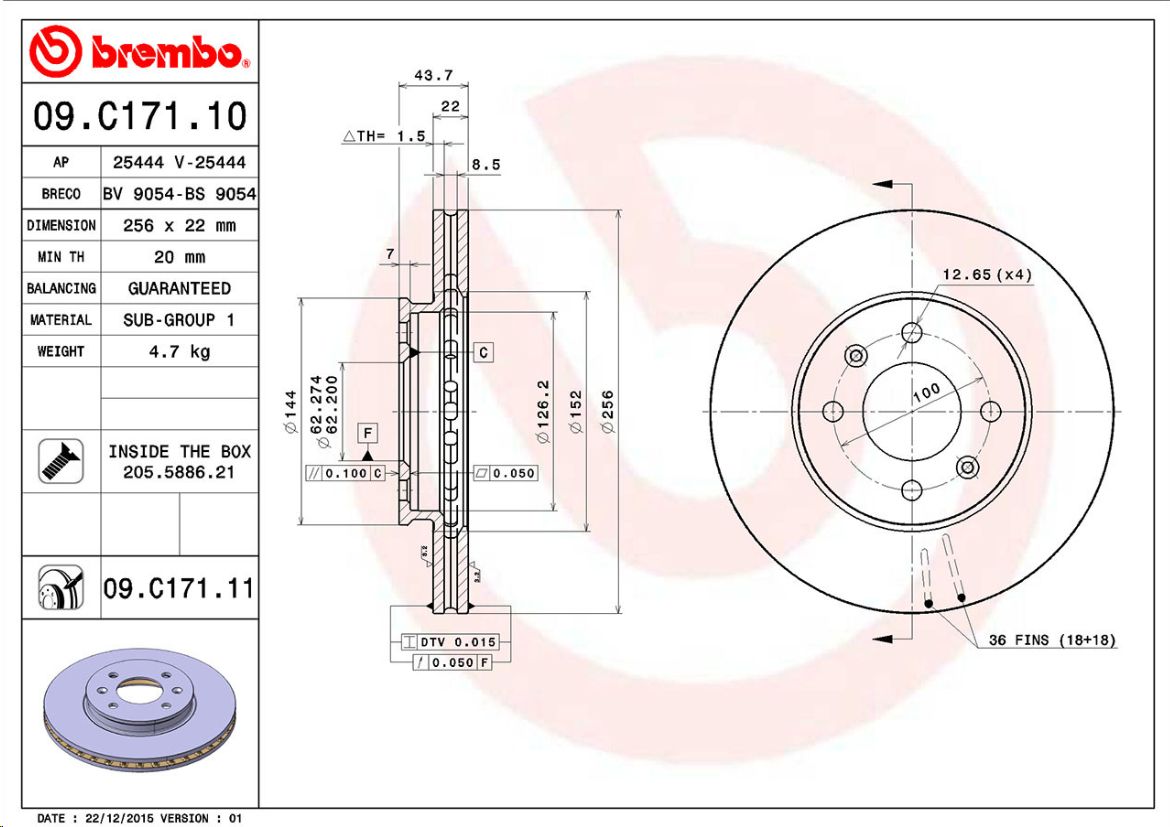 Диск тормозной передний Solaris IV Rio III BREMBO 51712-0U000