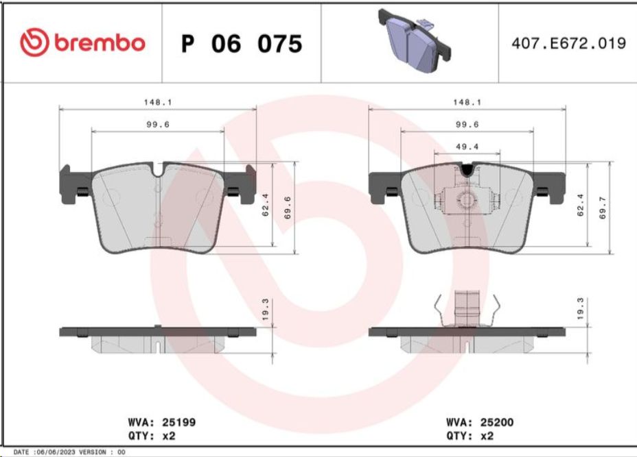 Тормозные колодки передние BMW F-series 1 F20/ 3 F30/ X3 F25 BREMBO